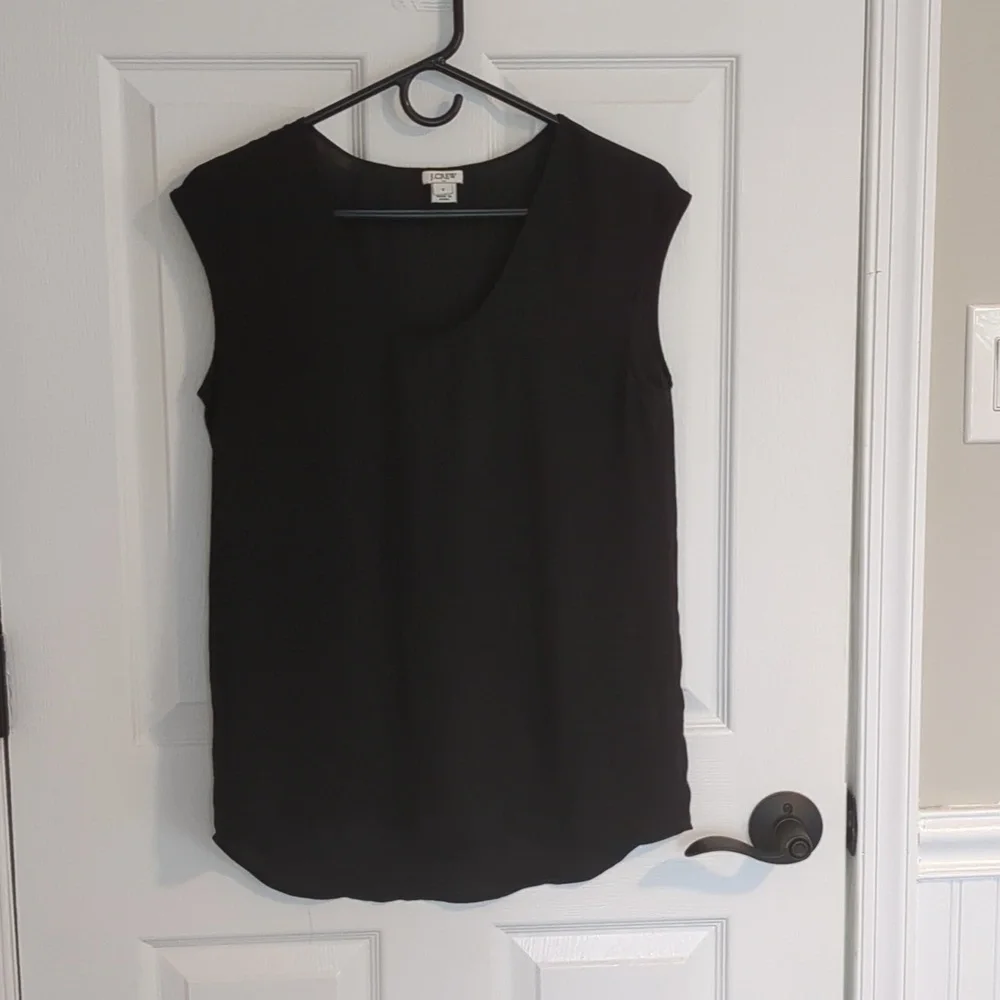 J Crew Black Drapey Sleeveless Tank Top Blouse Size 2 - Picture 1 of 3